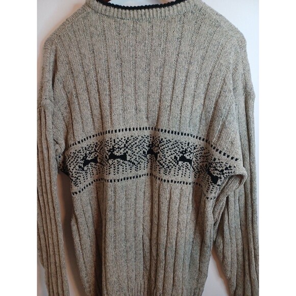 Northern Isles Pullover Wool Blend Sweater L Fair Isle Nordic Tan Knit Cardigan - Picture 8 of 8